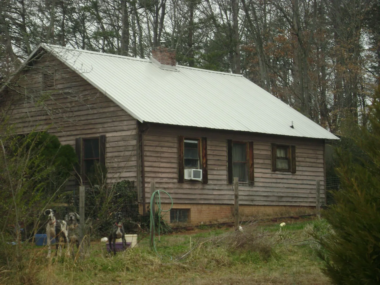 White metal roof on an old wood sided farmhouse, from a Metal Roof Installation job in Arispe